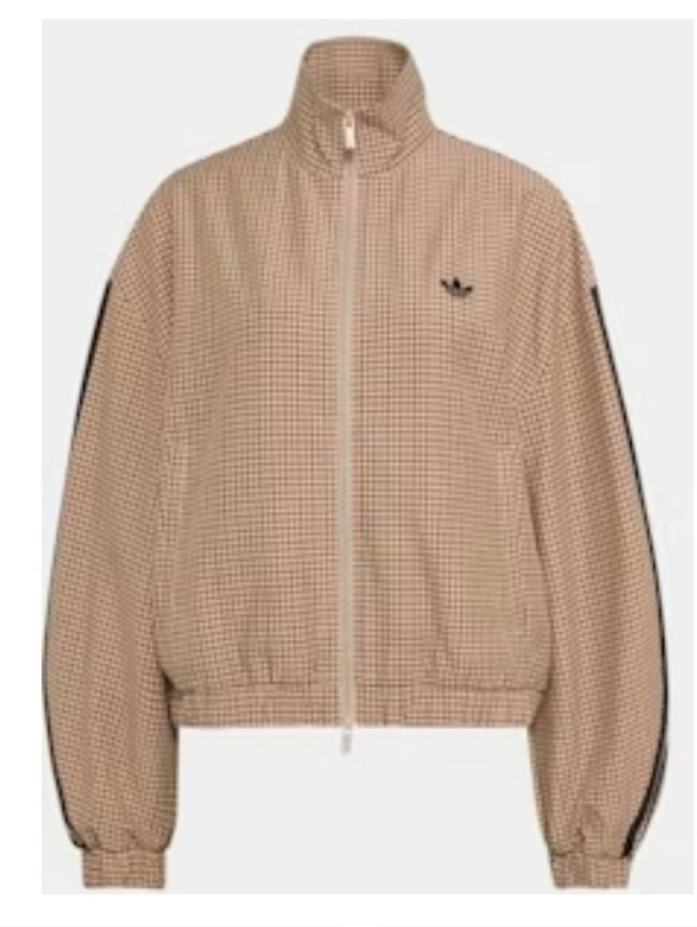 Adidas Women's Checked Tan Grid Zip-Front Jacket
